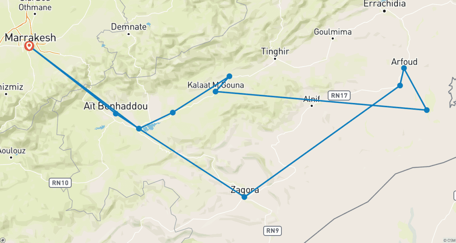 Mapa trasy: Trasa 1000 Kasb, Samodzielna podróż