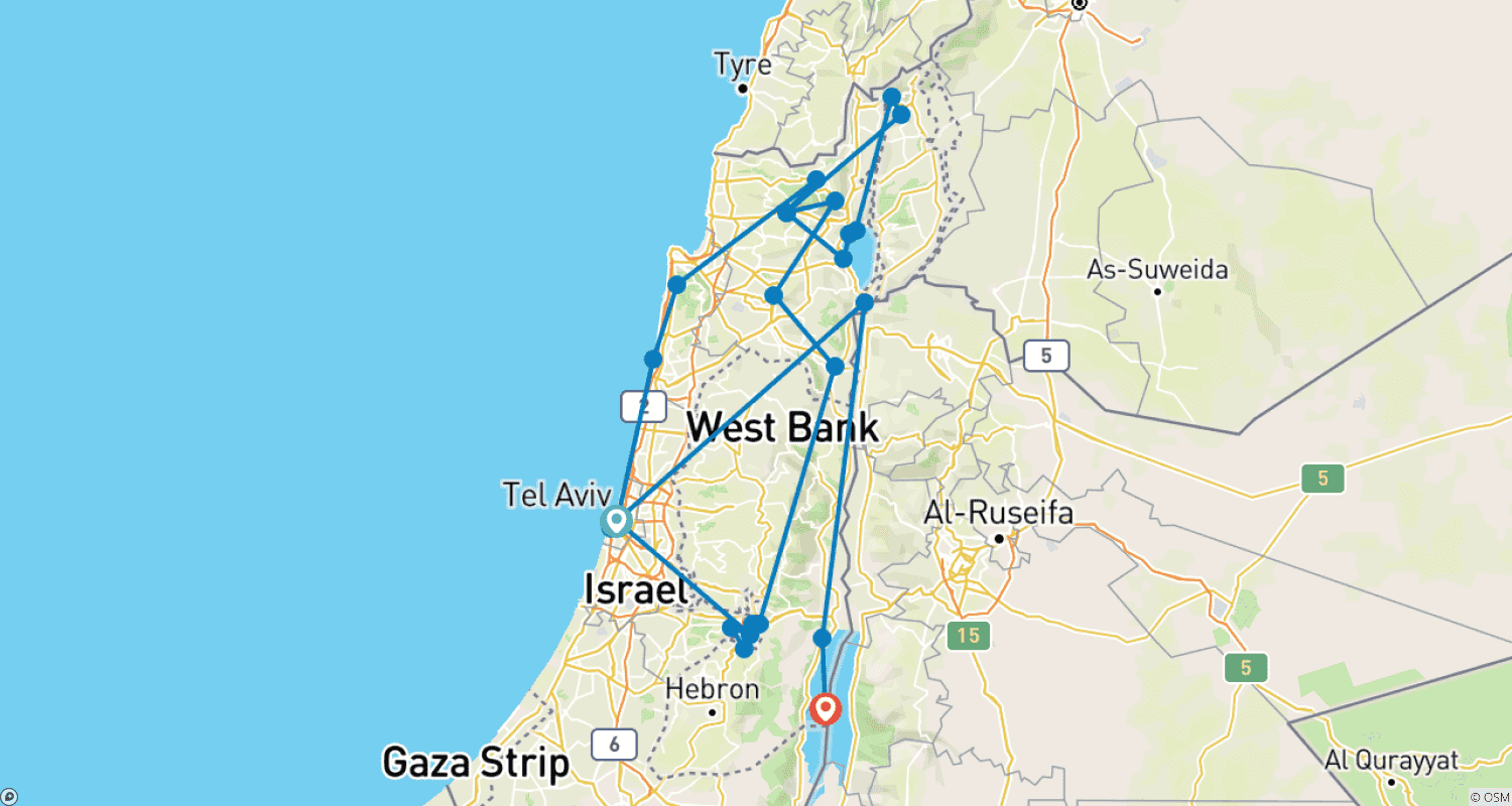 Holyland Pilgrimage Trip Experience - 8 Daysのルートマップ
