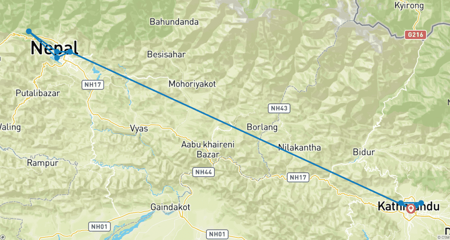 Mapa trasy: Annapurna Mini Trek - 8 dni