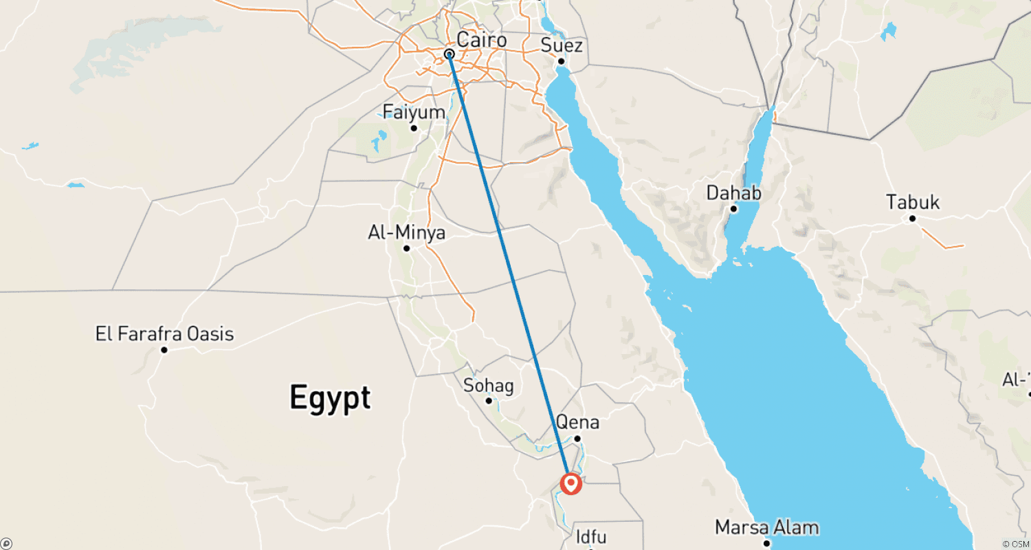 Mapa do percurso de Excursão Cairo/Luxor