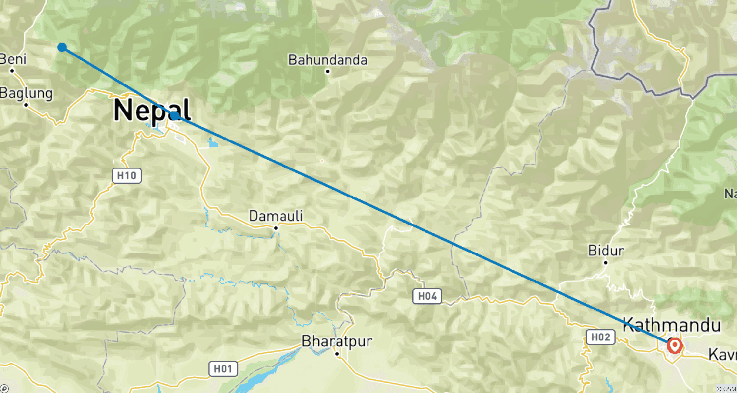 Mapa do percurso de Trekking do Nascer do Sol em Poonhill - 7 Dias