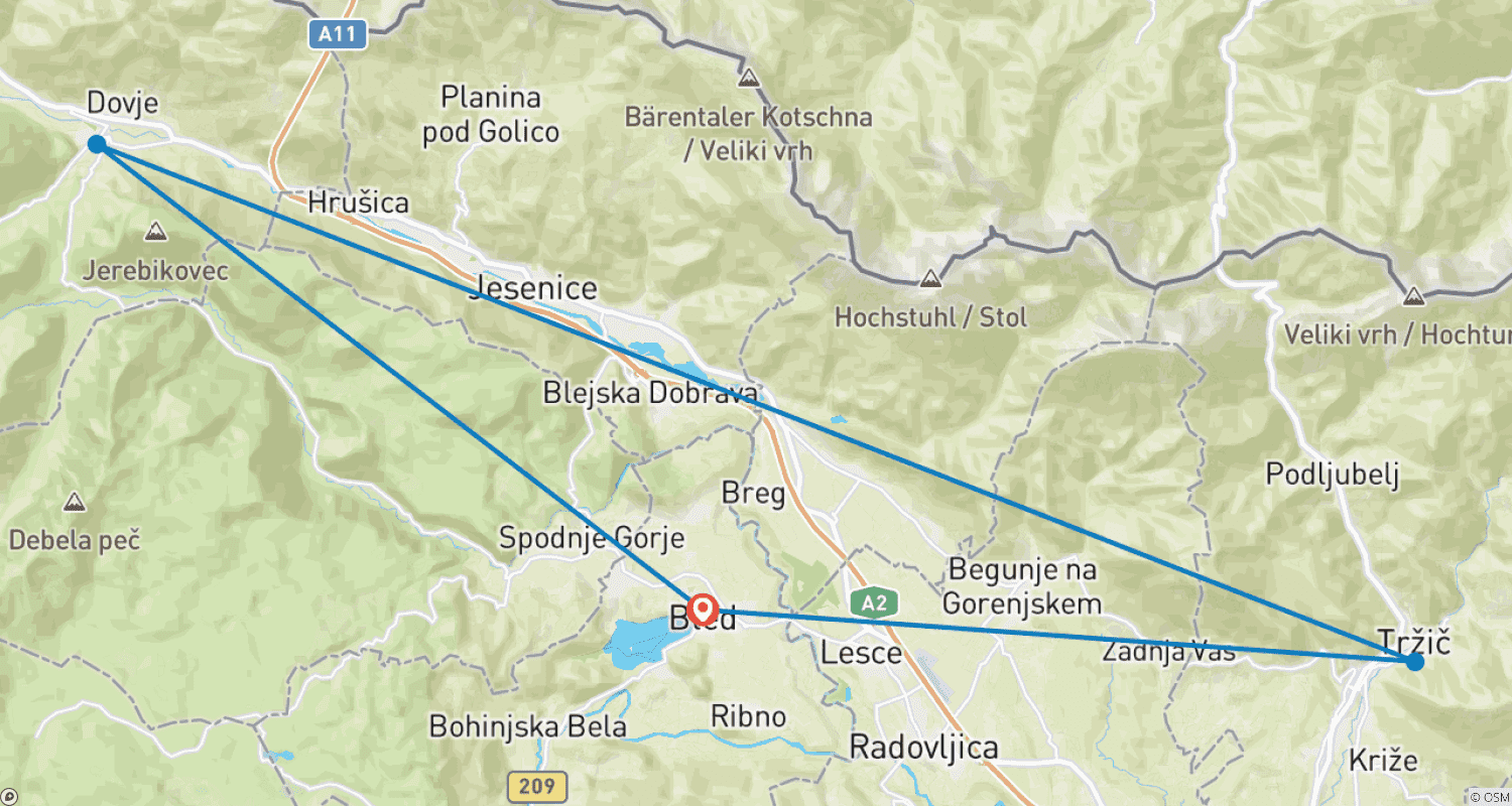 Mapa do percurso de Caminhada Majestosa nas Montanhas Karavanke – Eslovênia