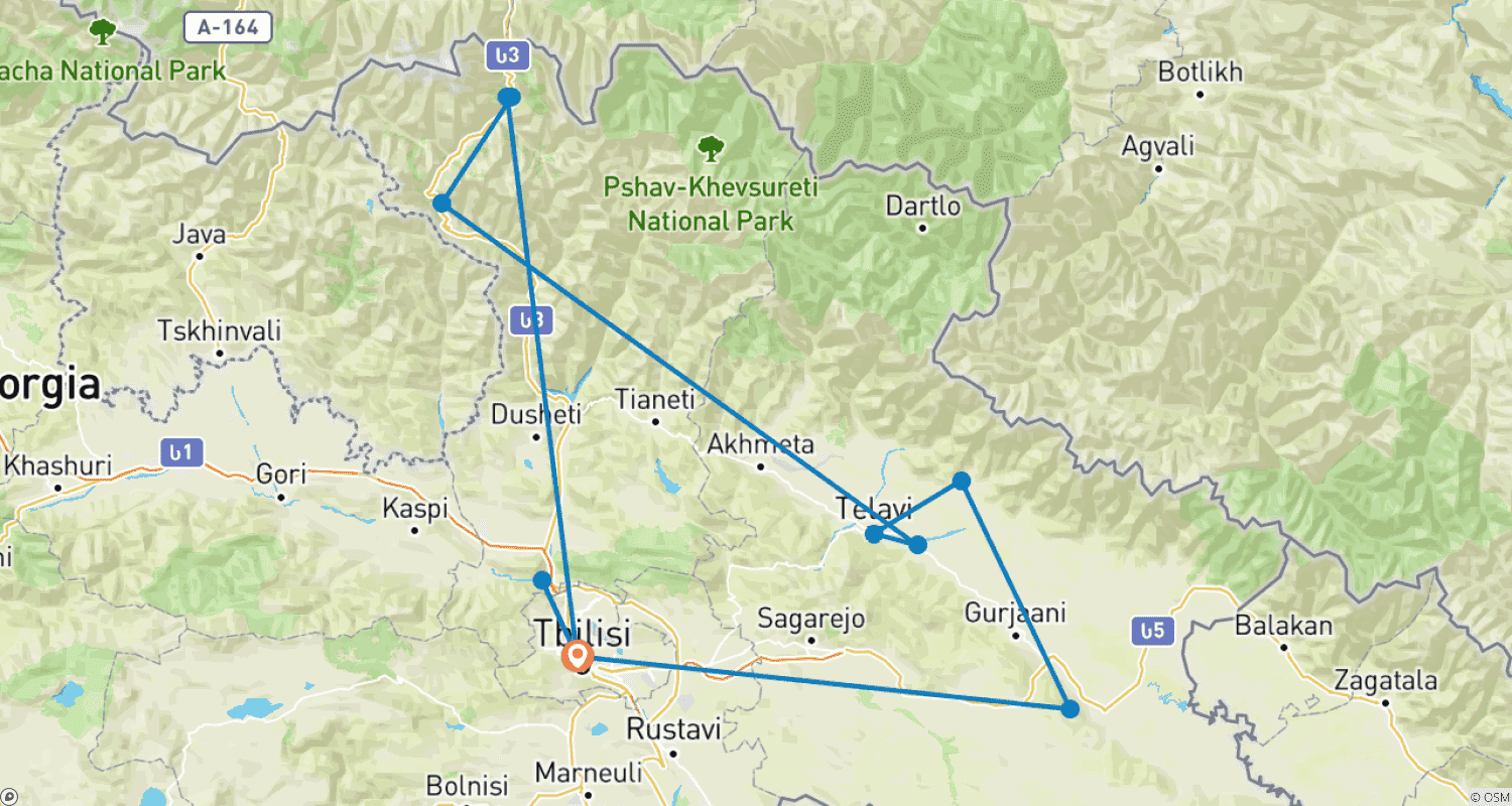 Mapa trasy: Przedstawiamy Gruzję i Jej Ludzi
