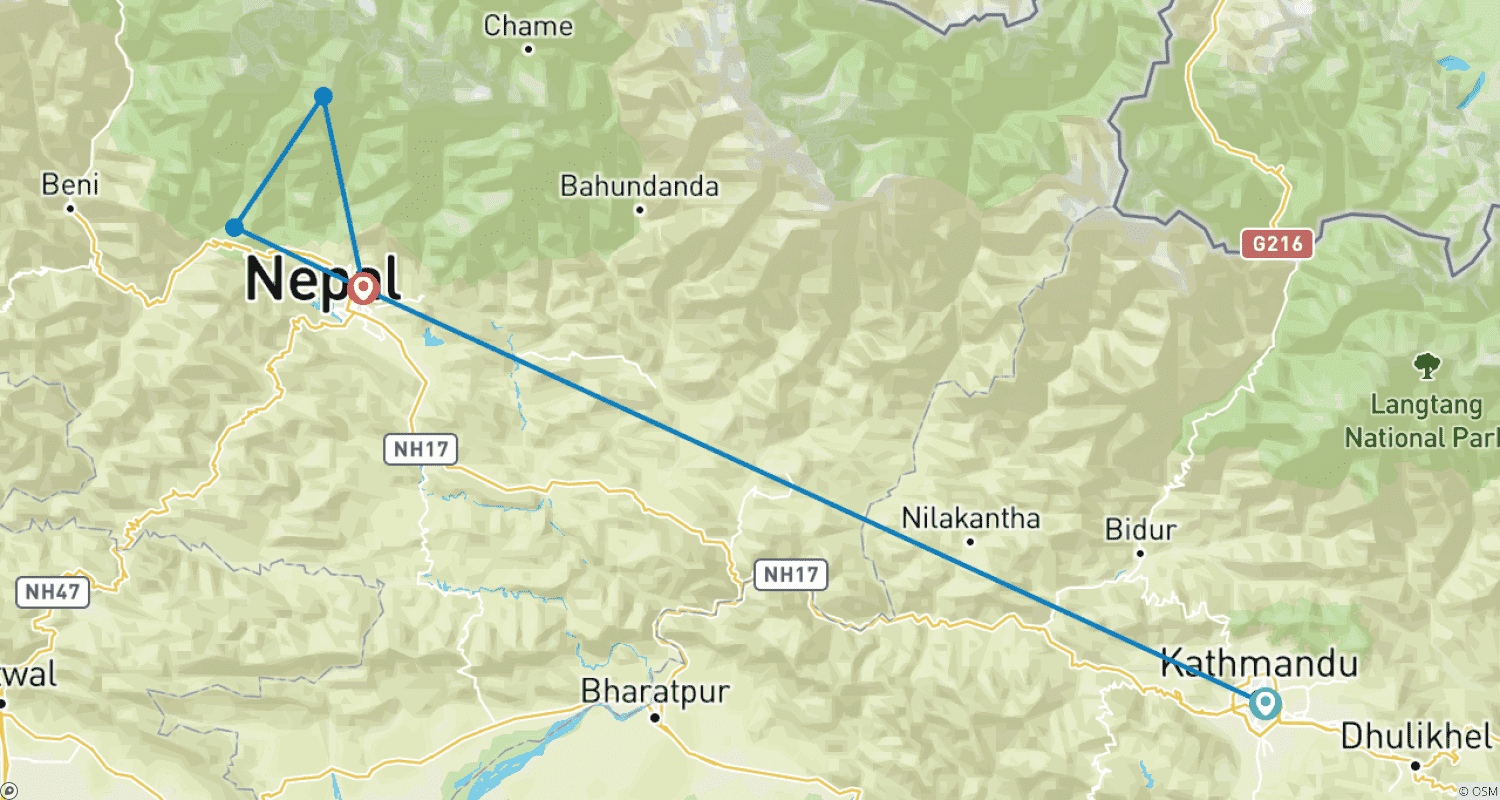 خريطة مسار Mardi Himal Trek