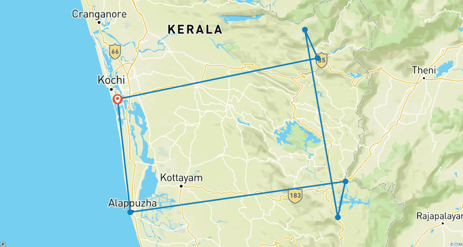 خريطة مسار Serene Kerala Tour