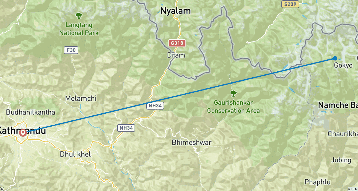 Mapa trasy: Malowniczy lot widokowy nad Mount Everestem