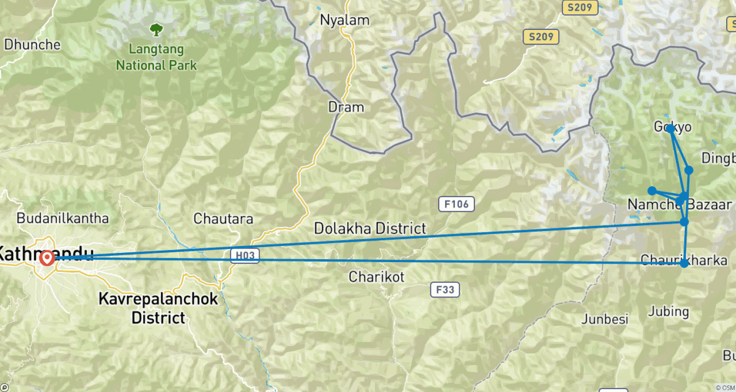 Mapa trasy: Trekking w Dolinie Gokyo
