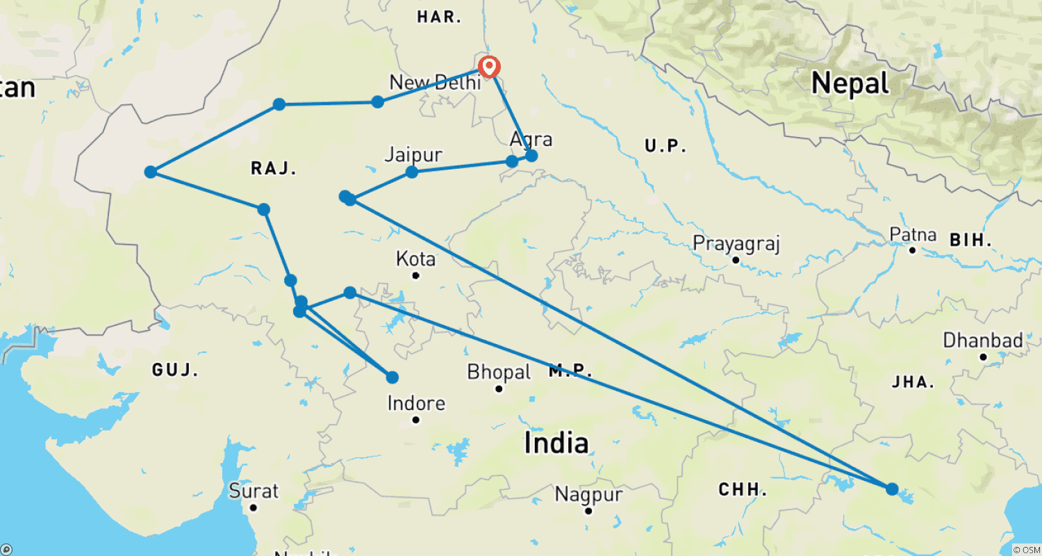 Mapa trasy: Heritage Rajasthan