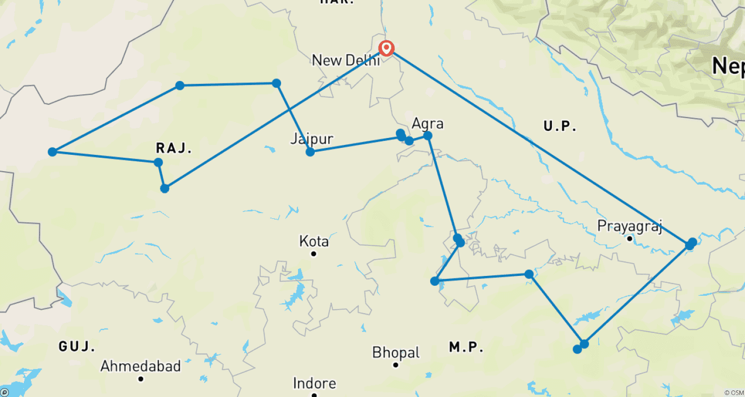 Mapa trasy: Północnoindyjska Przygoda