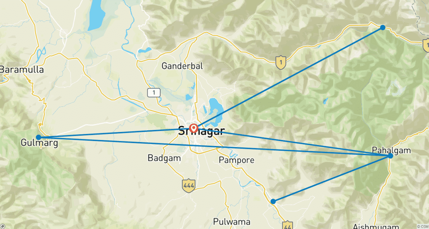 Mapa do percurso de Blissful Kashmir