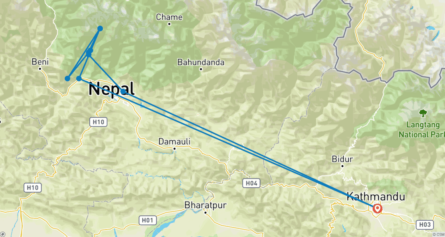 Mapa trasy: Trekking do Bazy Annapurny