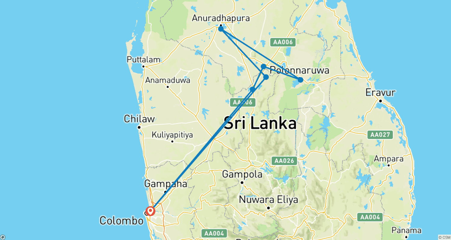 Mapa do percurso de 5-Day in Cultural Heart of Sri Lanka