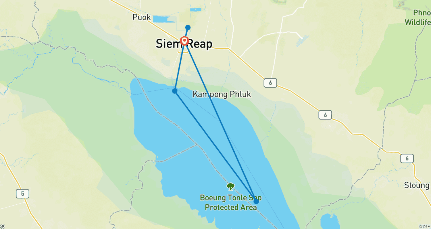 Mapa do percurso de 4 Dias - Explore Siem Reap (Angkor Wat e Tonle Sap)