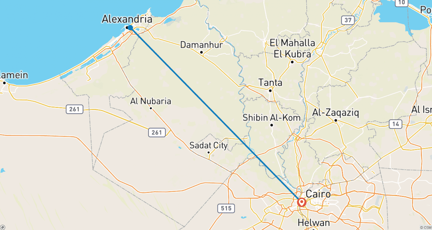 Mapa do percurso de O Rei Antonio 5 dias (Cairo, Alexandria) Privado