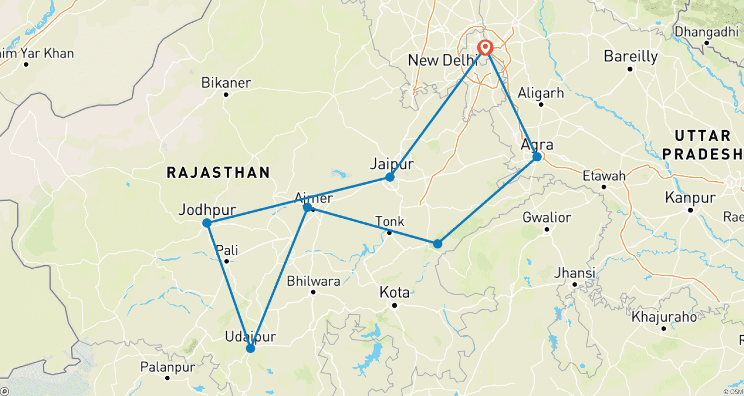 Royal Rajasthan Holidays & Heritage Palace Staysのルートマップ