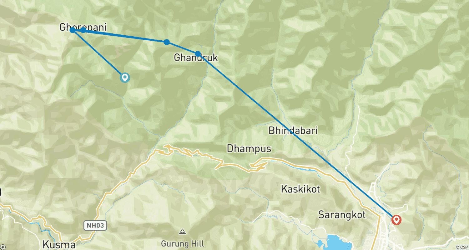 Mapa trasy: Trekking Ghorepani Poon Hill