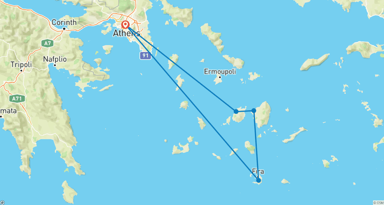 Authentic Greek Islandsのルートマップ