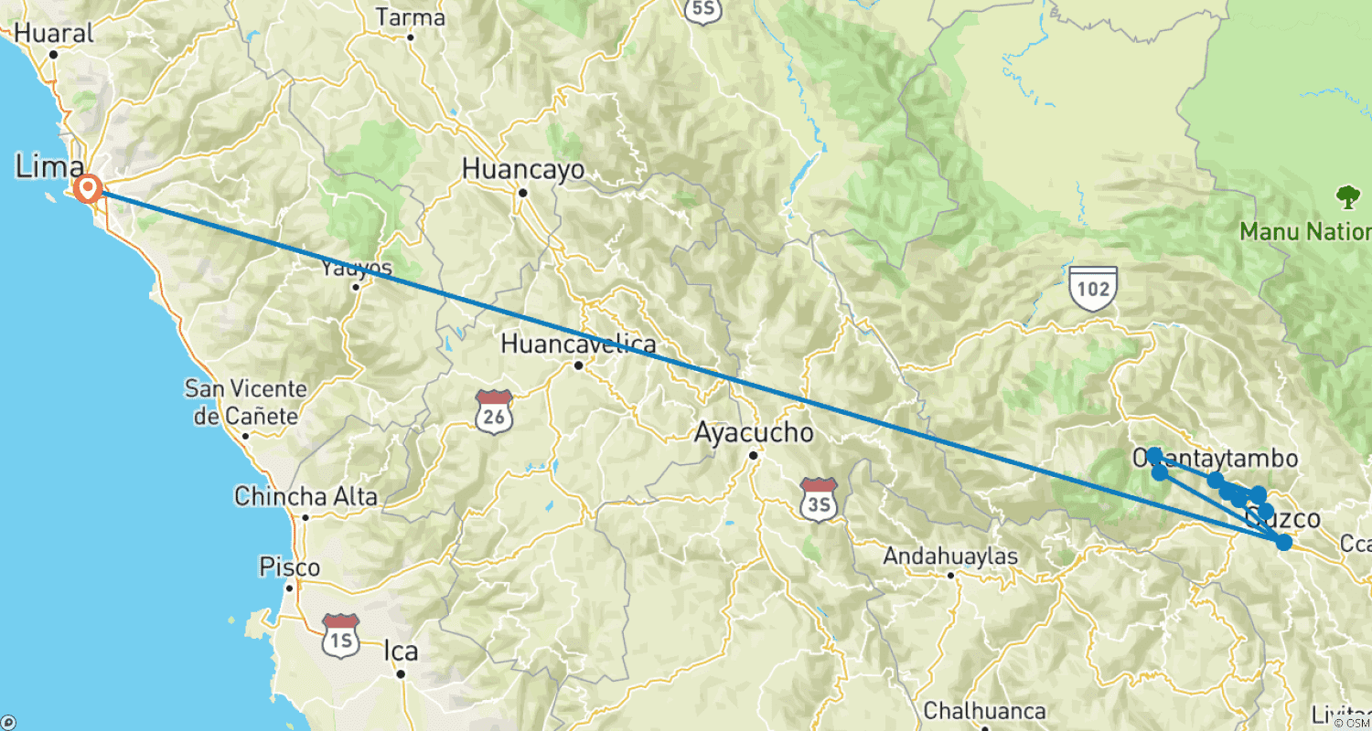 Mapa trasy: Najlepsze z Peru, Prywatna wycieczka
