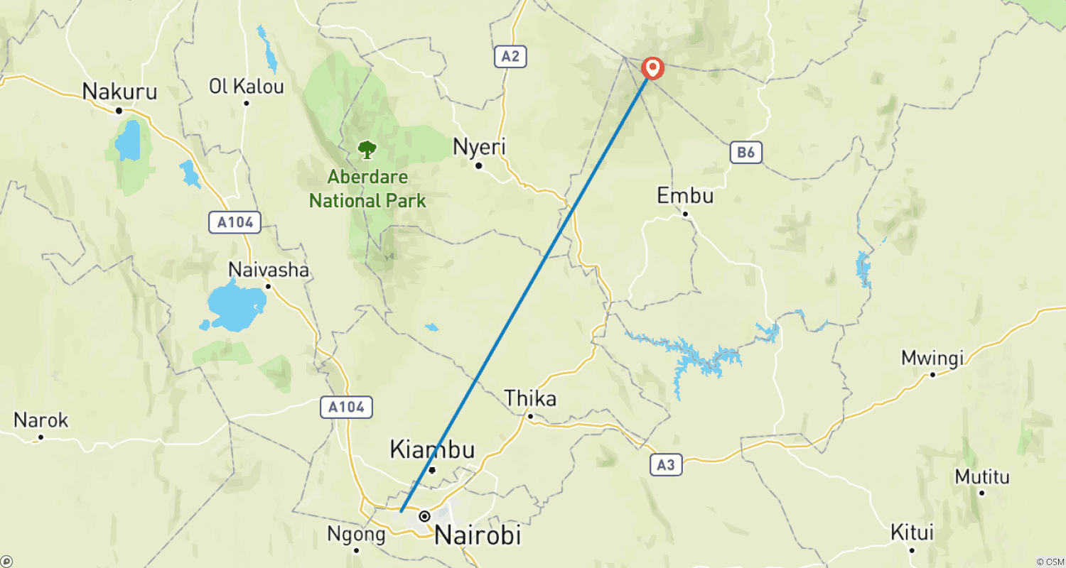 خريطة مسار نزهة Mt Kenya ليوم واحد