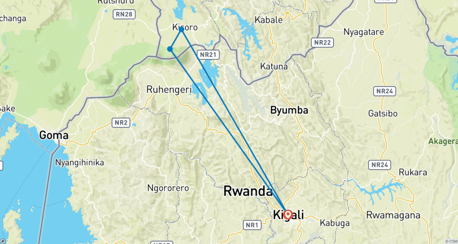 Mapa trasy: Ekspresowe Safari z Gorylami w Ugandzie