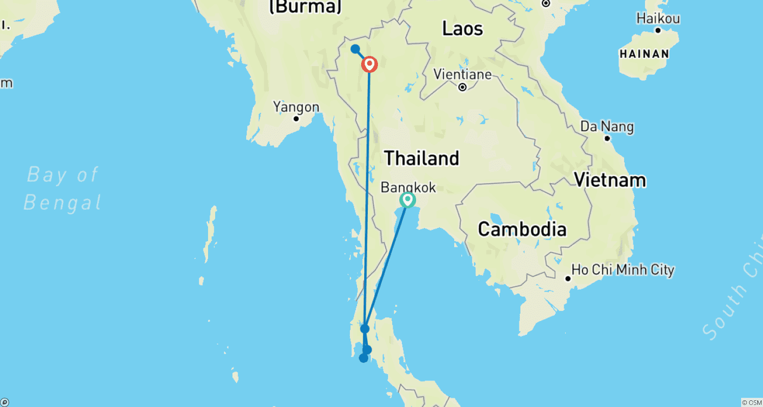 Mapa trasy: Najlepsze z Tajlandii - Feel Free Travel
