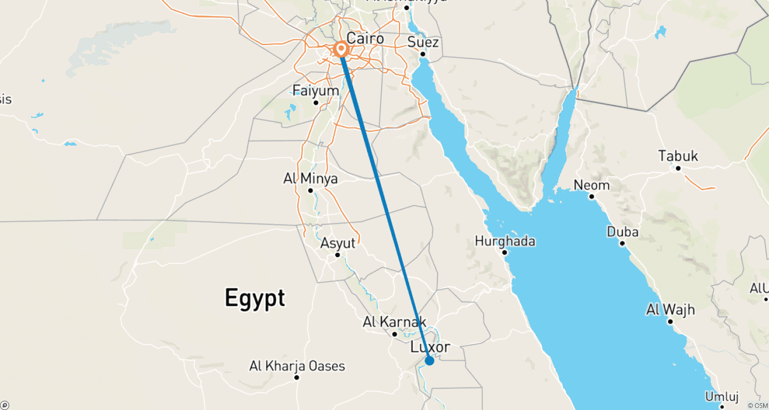 Mapa do percurso de Tour Aéreo de 5 Dias: Cairo e Luxor
