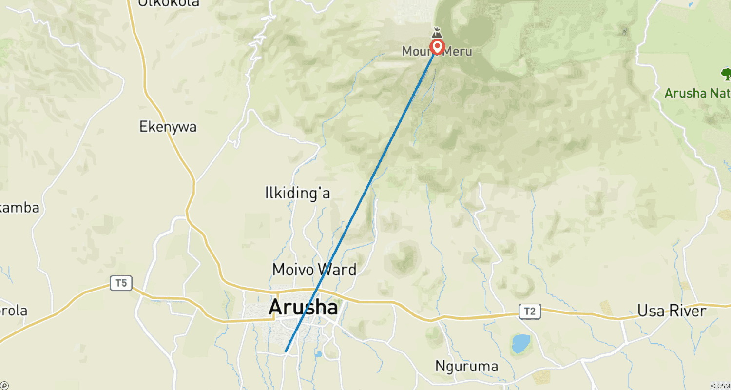 Mapa trasy: Jednodniowa wycieczka do Parku Narodowego Arusha