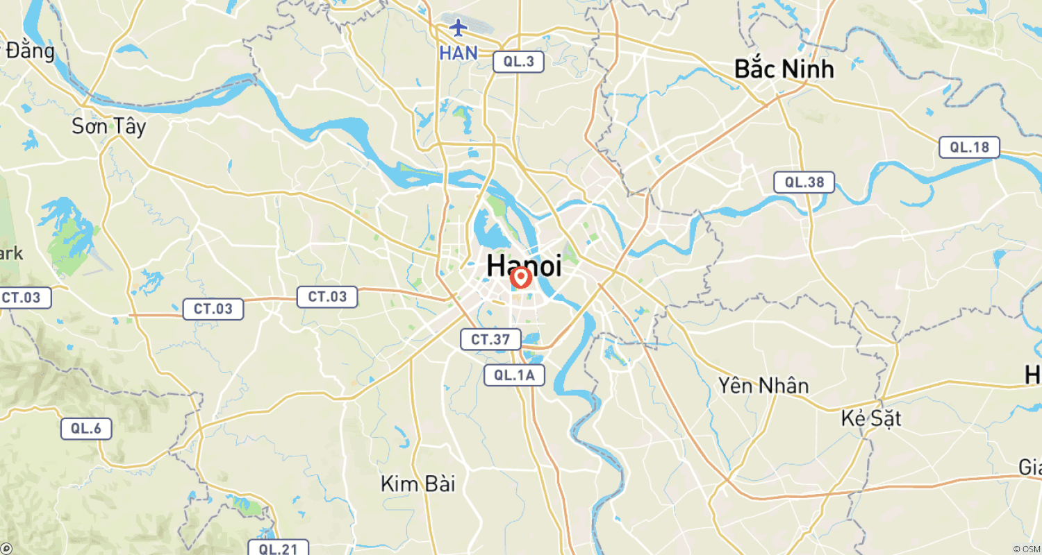 Mapa do percurso de Excursão ao Pagode do Perfume de Carro Particular saindo de Hanói
