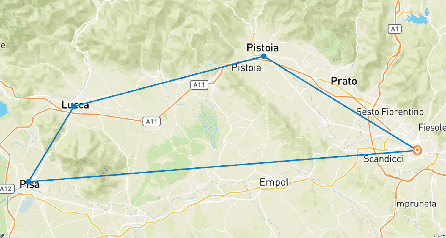 Mapa do percurso de O melhor da Toscana - tour privado de 5 dias