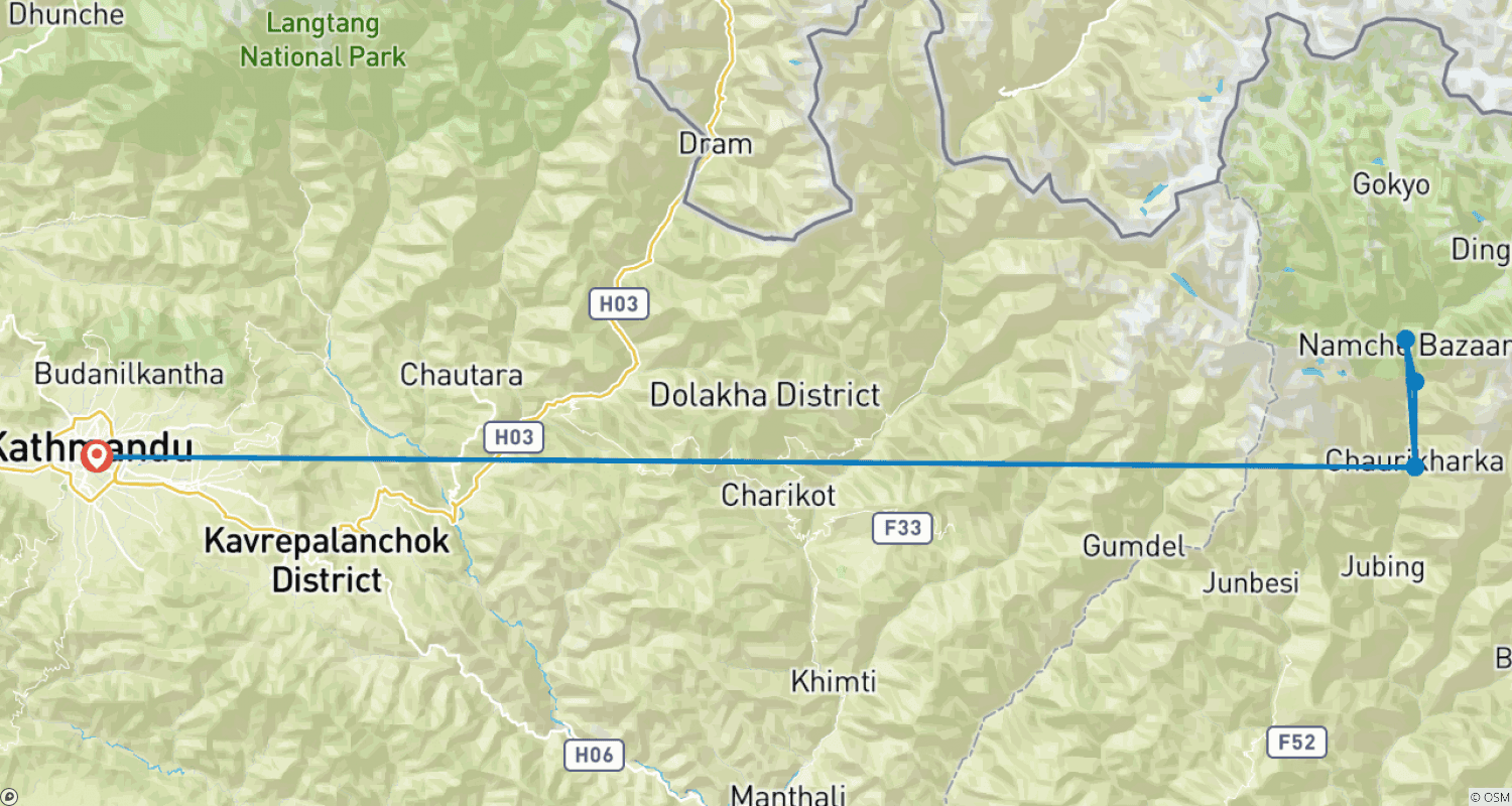 Mapa trasy: Everest View Short Trek -7 Days