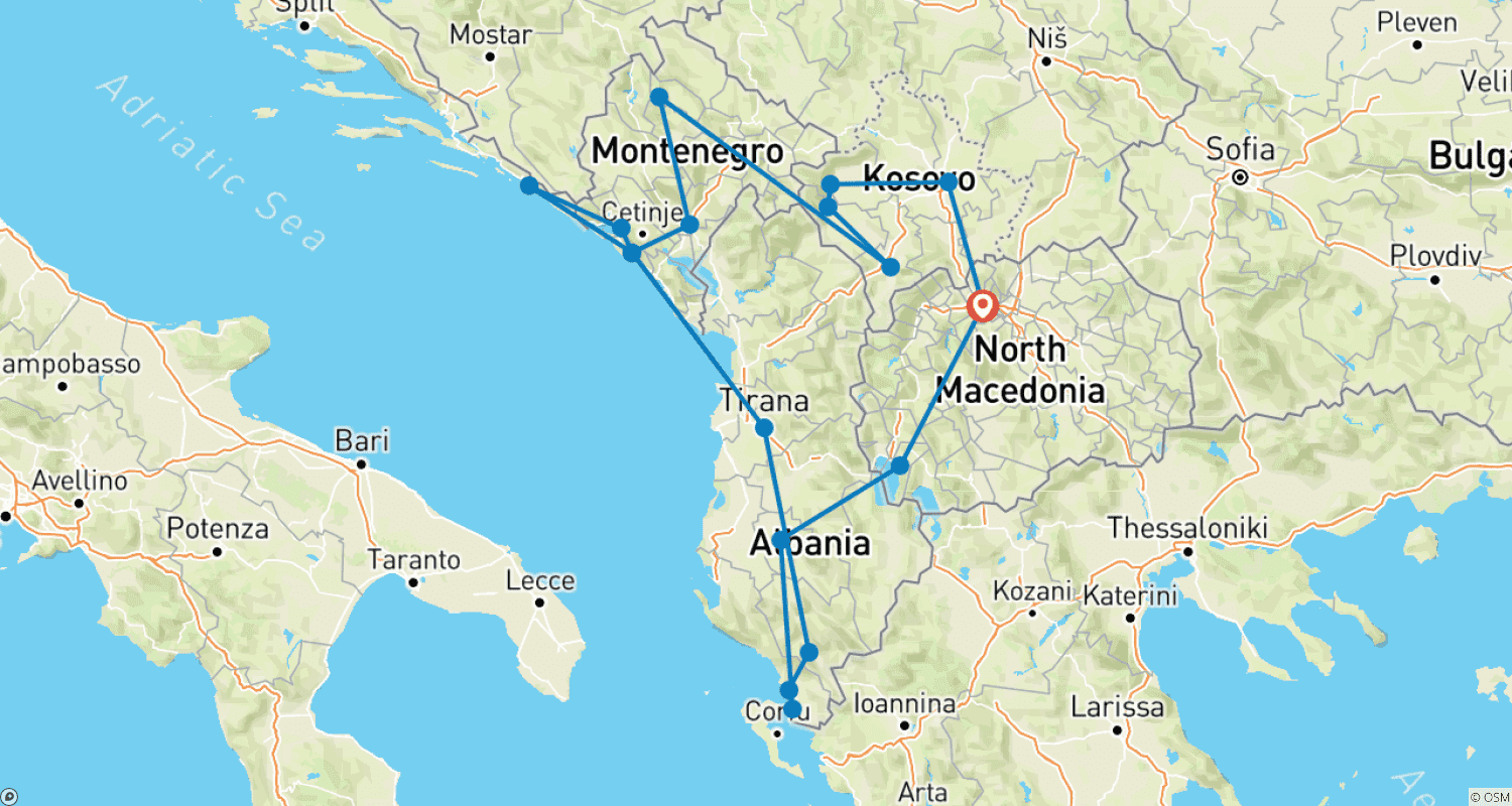 Mapa trasy: Bałkański Program UNESCO