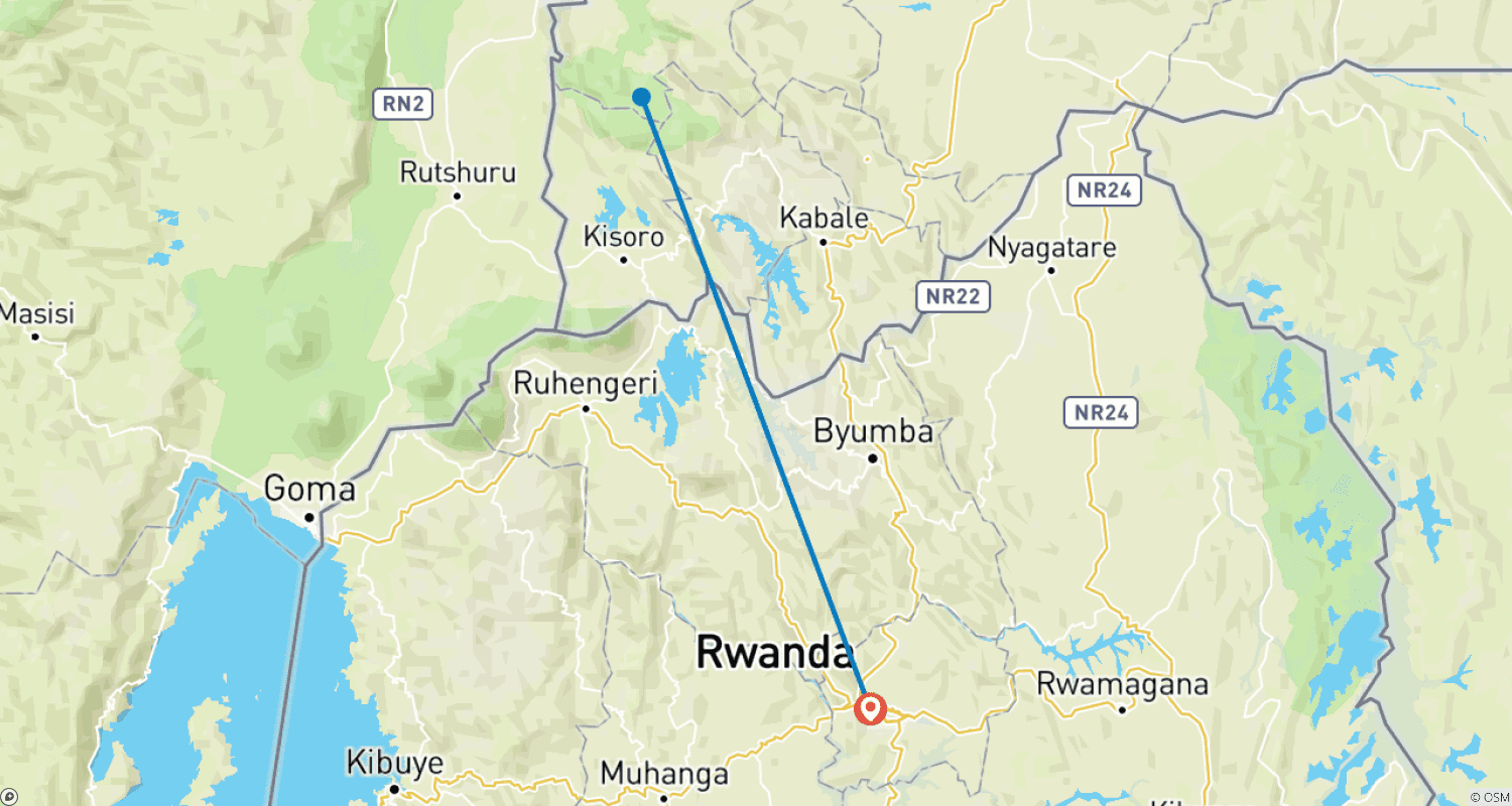 Mapa do percurso de 3 Dias de Trekking de Gorilas da Montanha em Bwindi, Uganda