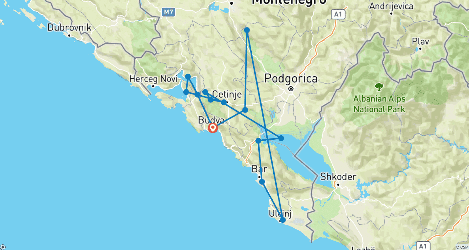 Mapa trasy: Komfortowe Odkrywanie Czarnogóry