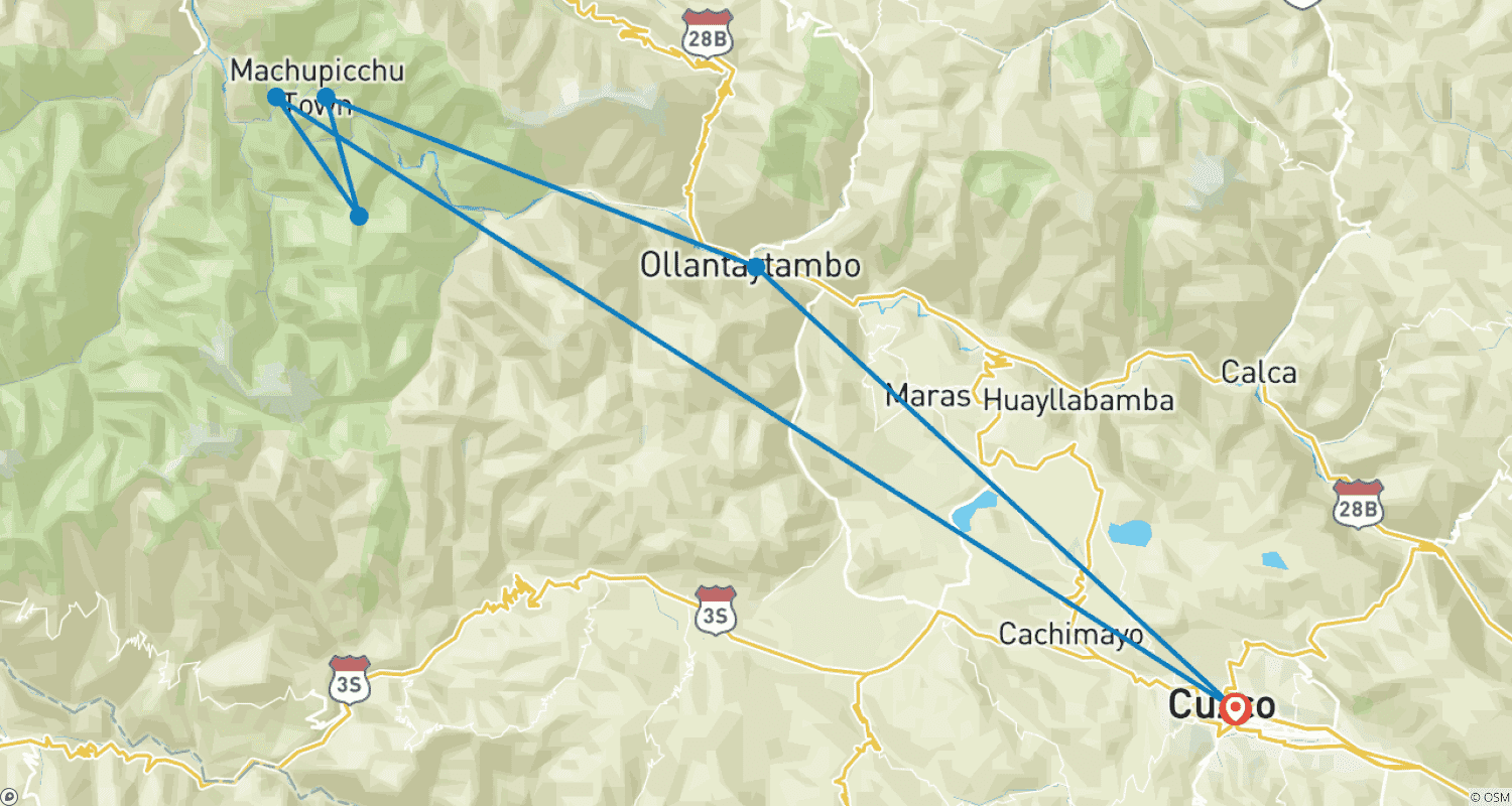 Mapa trasy: Trekking Moonstone do Machu Picchu 5 dni/4 noce
