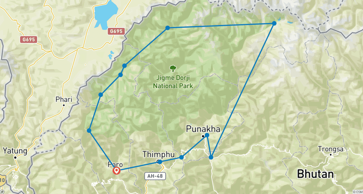 Mapa do percurso de Snowman Trek