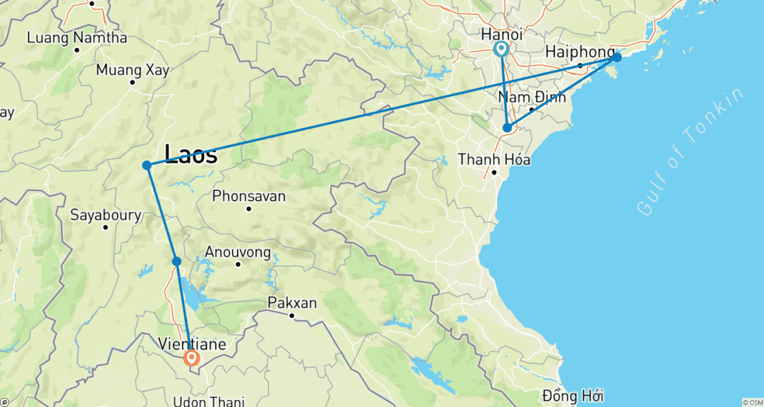 خريطة مسار Explore North Vietnam and Laos in 11 Days