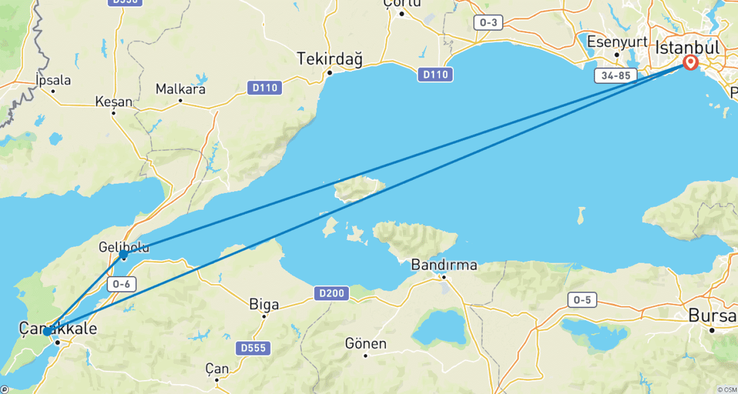 Mapa trasy: Wycieczki na Anzac Day Dawn Service i Gallipoli — 3 dni