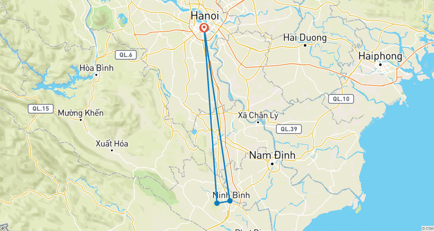 Mapa do percurso de Explore Hoa Lu - Tam Coc - Mua Cave: Viagem de Dia Inteiro com Transfer de Luxo