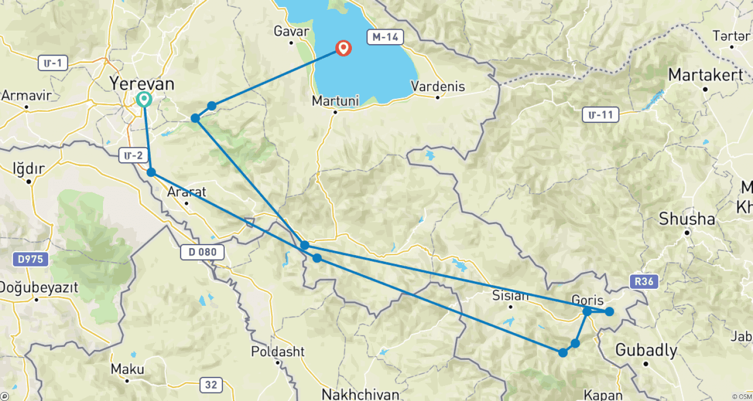 Mapa trasy: 6 dni w Armenii