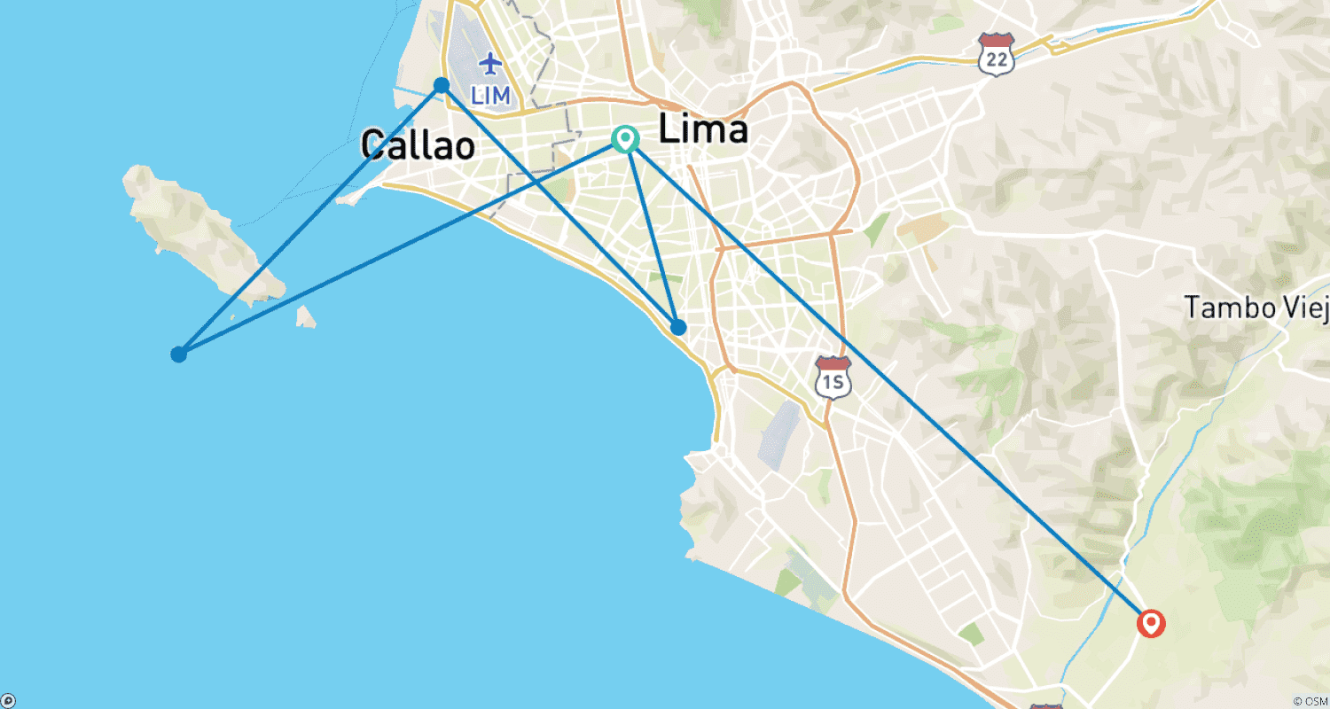 Mapa trasy: Pakiet Turystyczny Lima