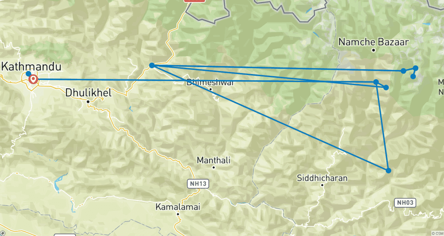 Mapa trasy: Mera Peak Climbing