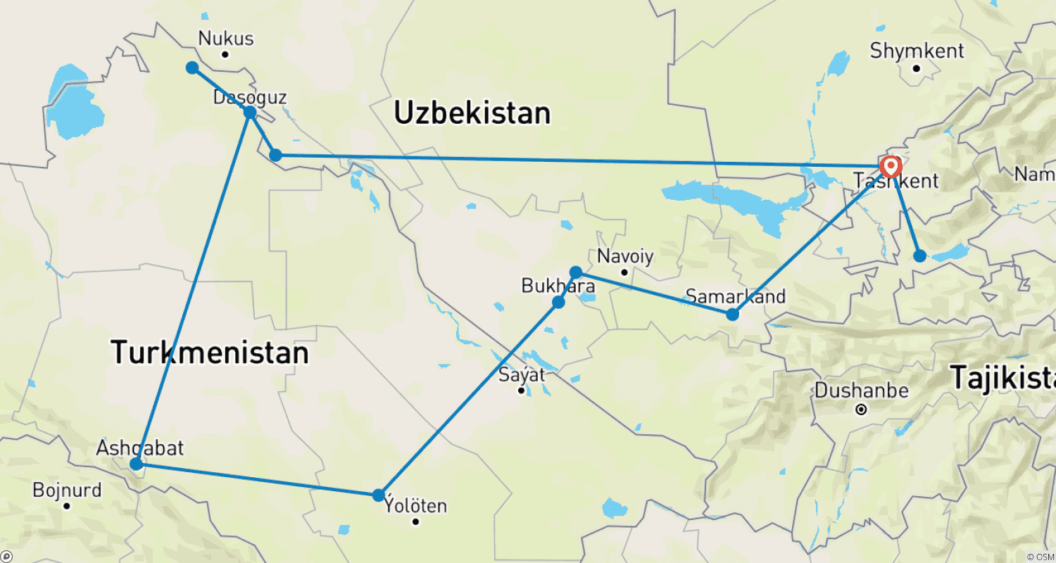 Mapa trasy: Central Asia 3 Stans