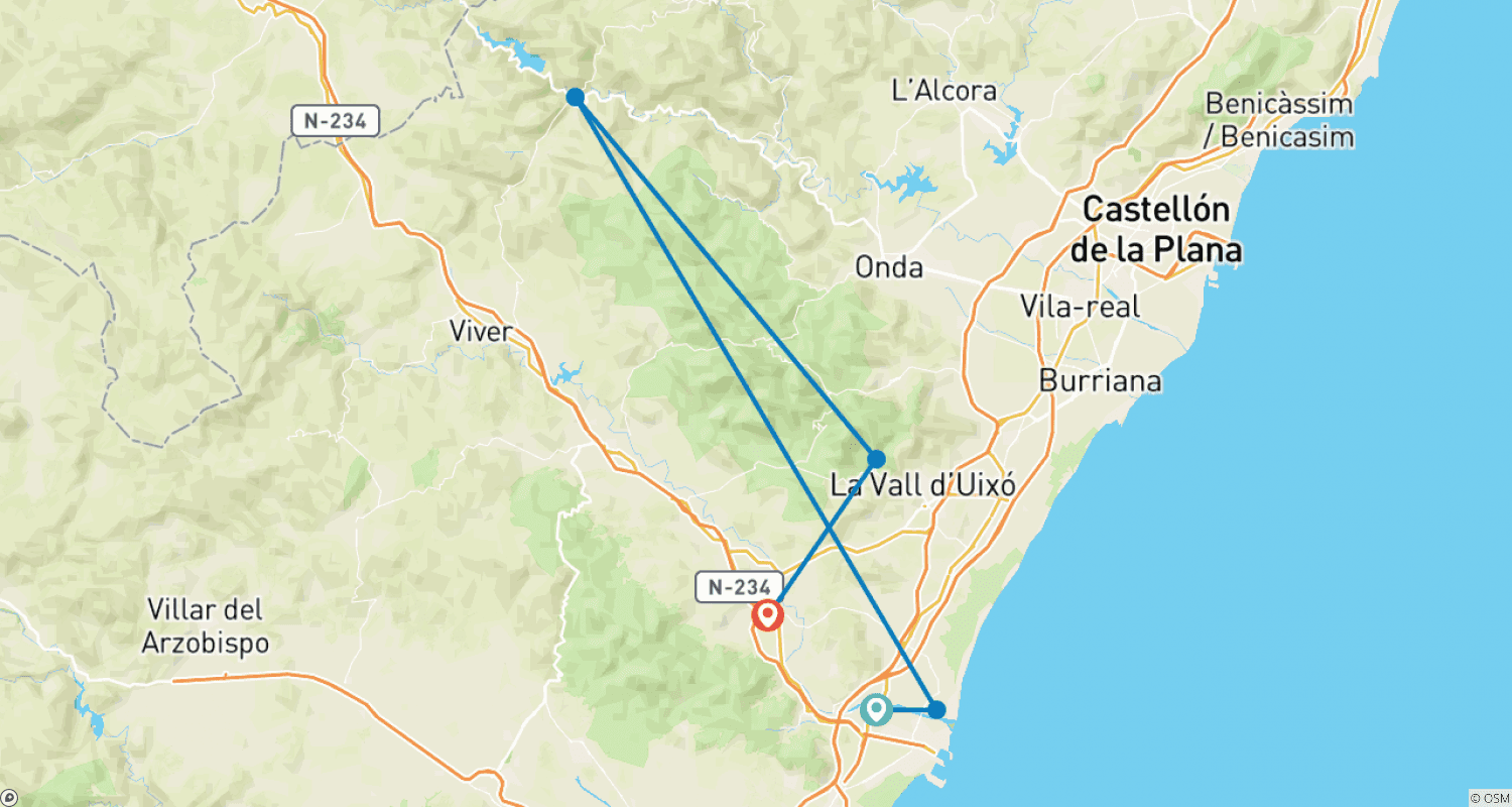Mapa trasy: Walencja Śródziemnomorska w Dwóch Etapach
