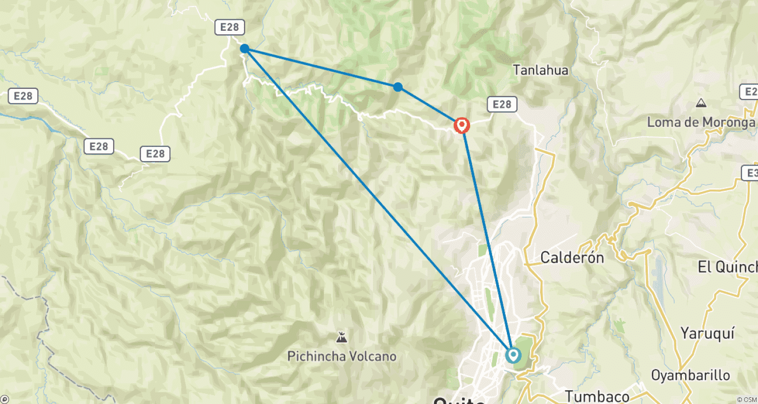 Mapa trasy: Ekwadorski Las Mglisty: Trekking z Pululahua do Maquipucuna