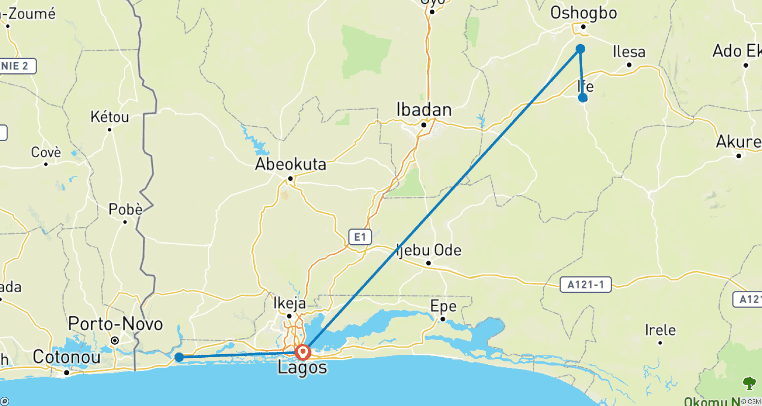 Mapa trasy: Poznaj Nigerię - 6 dni
