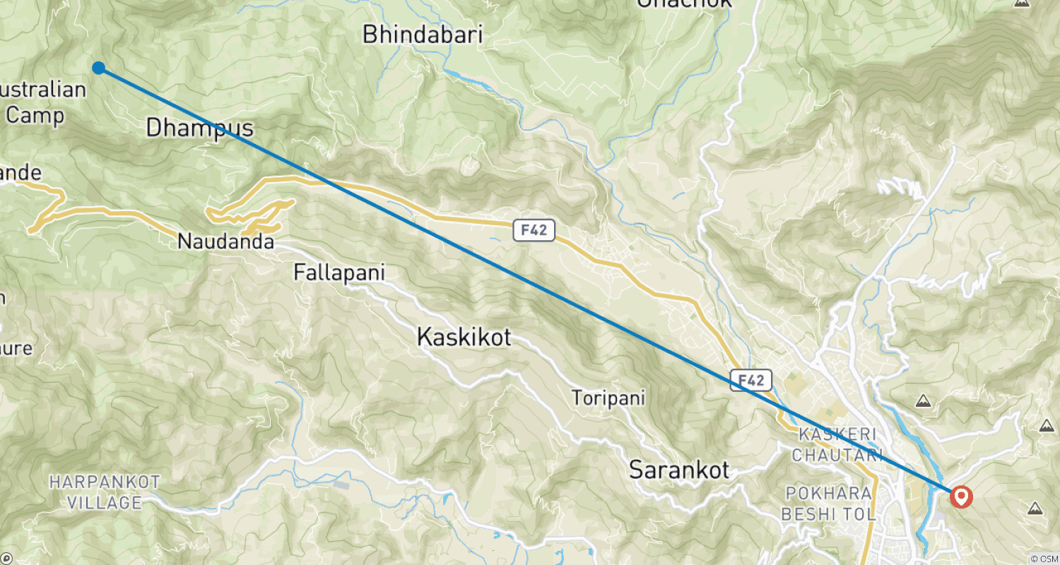 Mapa trasy: Trekking Australian Camp Dhampus