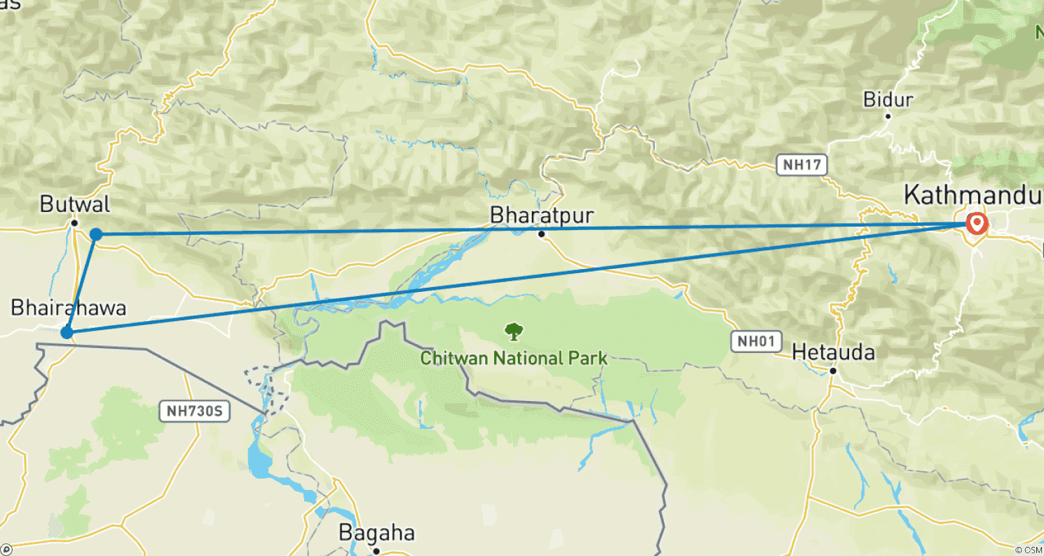 Mapa trasy: Wycieczka krajoznawcza po Lumbini - 3 dni