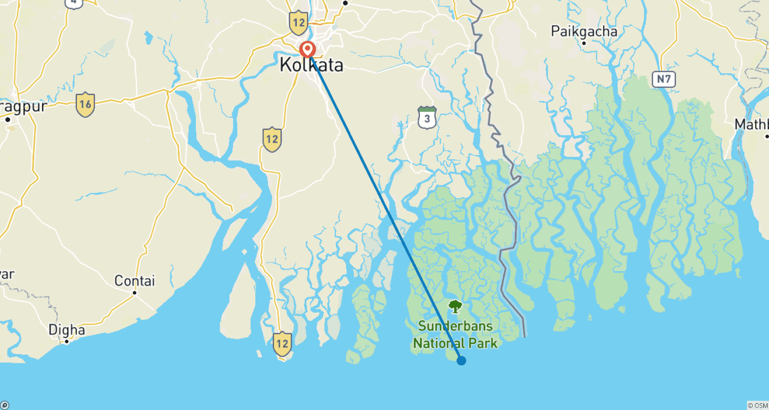 Mapa trasy: Rezerwat Tygrysów Sunderbans
