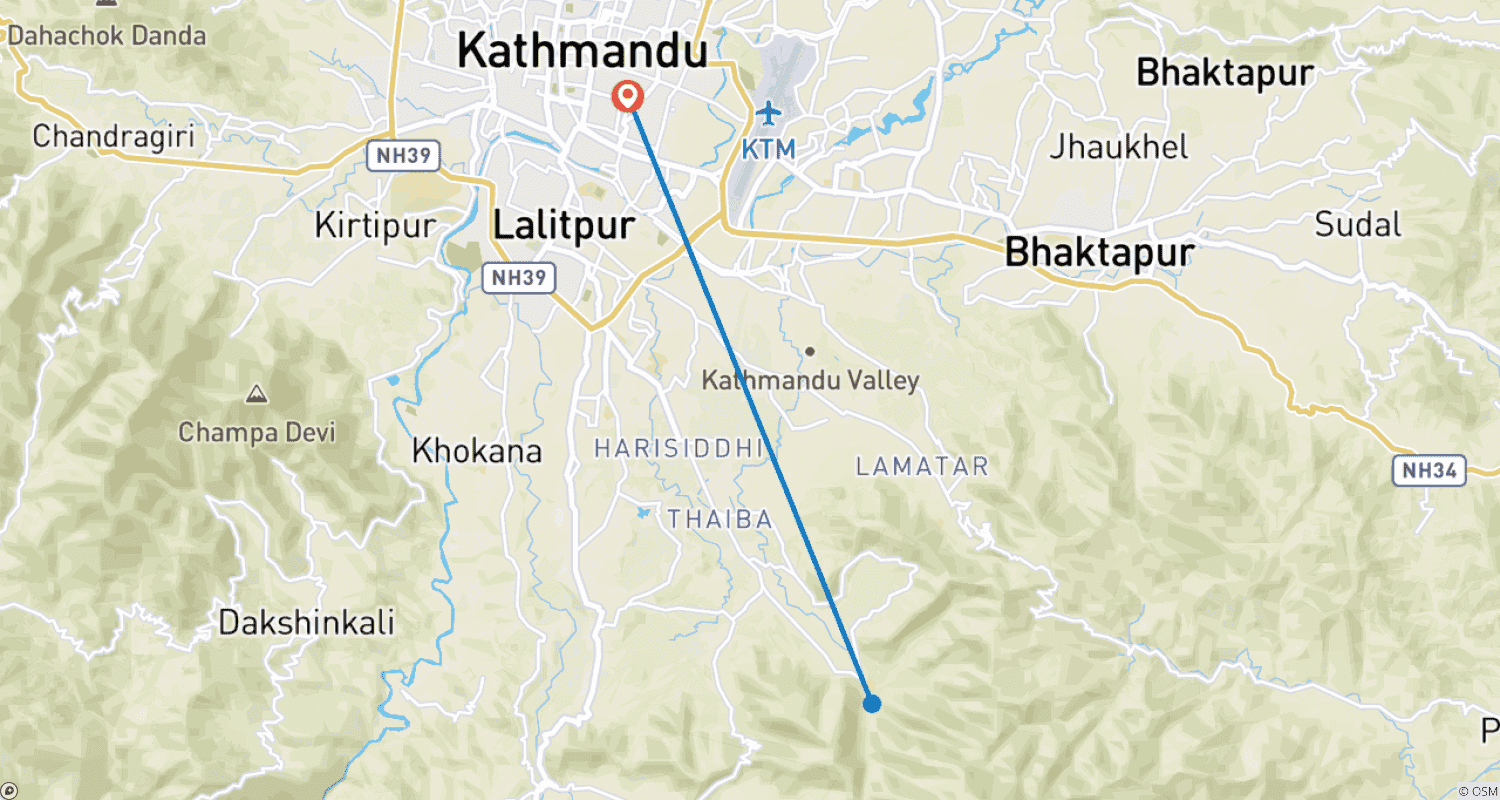 خريطة مسار Godavari to Phulchowki- Day Hike