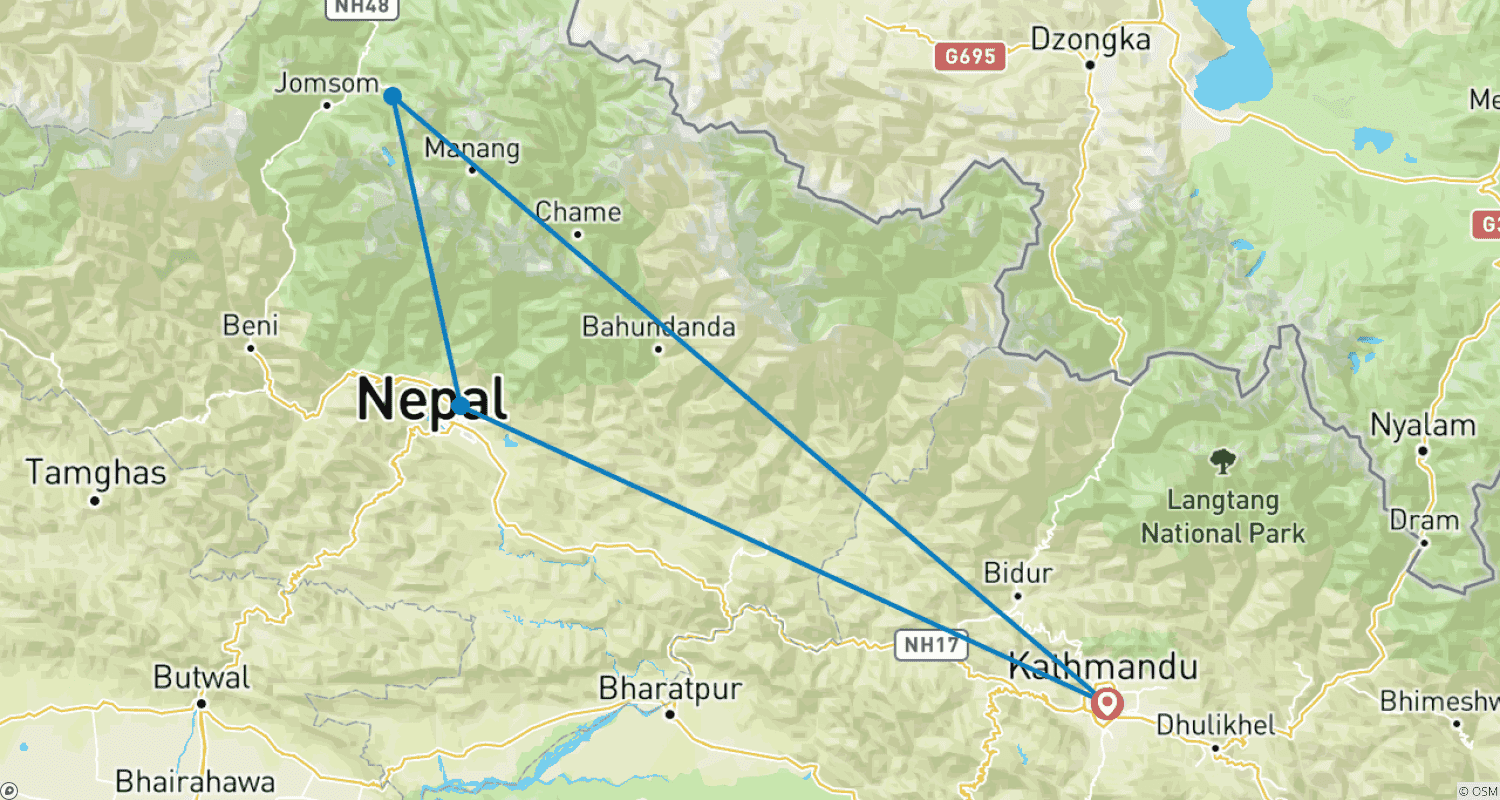 Mapa trasy: Wycieczka Muktinath Darshan – 3 dni